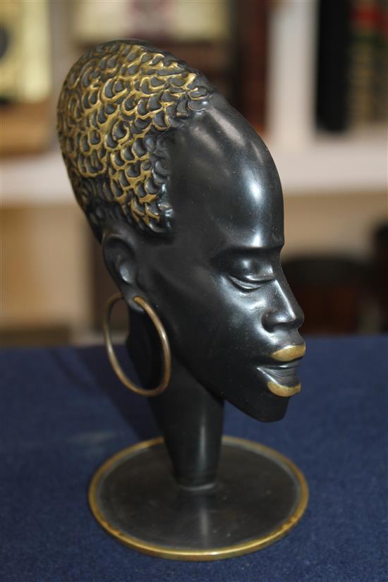 Richard Rohac. An Austrian patinated bronze model of an African female head in profile, 6in.